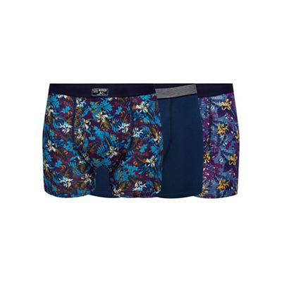 Big and tall pack of three purple floral print keyhole trunks
